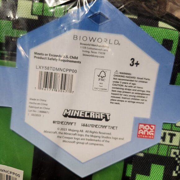 Minecraft Lunch Bag Peeking In Lunch Box with Side Pocket NWT Gift Present Schoo - Picture 8 of 8